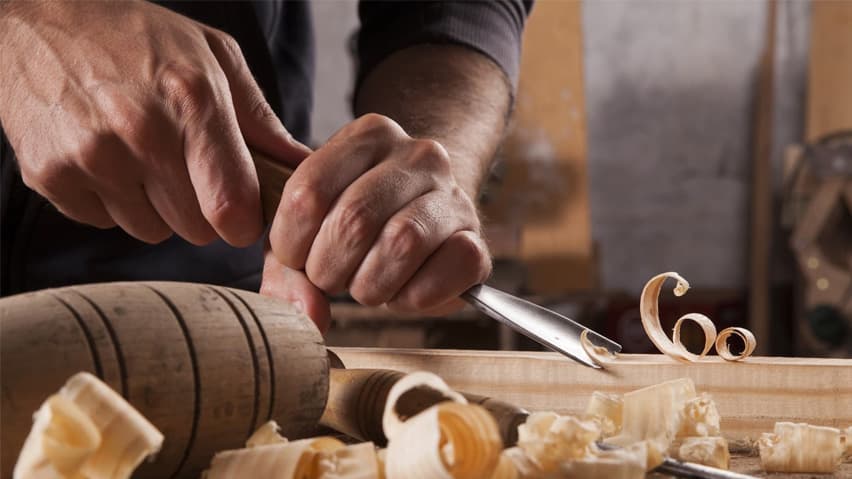 Wood carving in process
